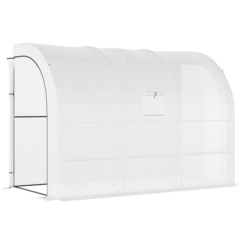 Deyò Lean To Garden House, kouvèti PE ak etajè 3-Tier